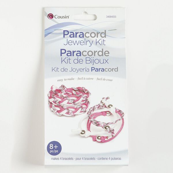 Paracord bracelet kit, nylon and silver-finished brass, multicolored. Sold per set. image number 0