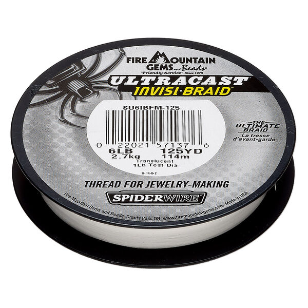 Thread, Spiderwire®, translucent, 0.10mm ultra-cast invisi-braid, 6-pound test. Sold per 125-yard spool. image number 0