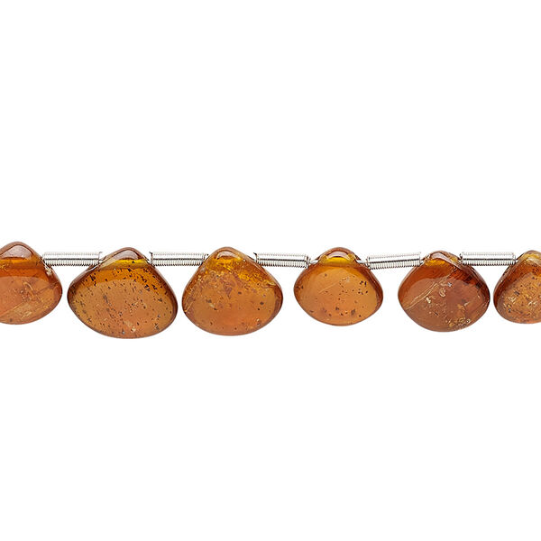 Bead, amber kyanite (natural), 5x4mm-9x8mm hand-cut top-drilled graduated puffed teardrop with 0.4-1.4mm hole, A- grade, Mohs hardness 4 to 7-1/2. Sold per pkg of 21. image number 0