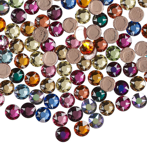 Flat back mix, Crystal Fire®, crystal, pkg/144, 4.60-4.80mm hotfix round, SS20, (2078HF), mixed colors. image number 0