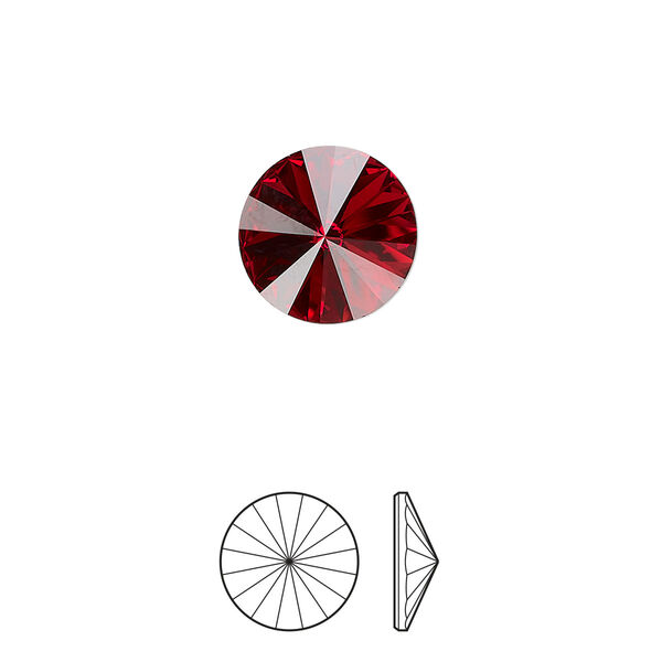 Chaton 4pk scarlet foil back, Crystal Passions® 12mm rivoli 1122 image number 0