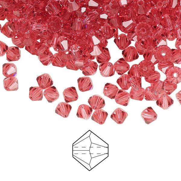 Bead 48pk Indian pink, Preciosa Czech crystal 4mm bicone image number 0