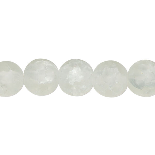 Bead, matte crackle glass, translucent clear, 10mm round. Sold per 15-1/2" to 16" strand. image number 0