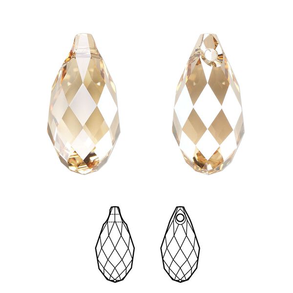 Briolette 24pk crystal golden shadow, Swarovski&reg; 21x10.5mm pendant drop 6010 image number 0