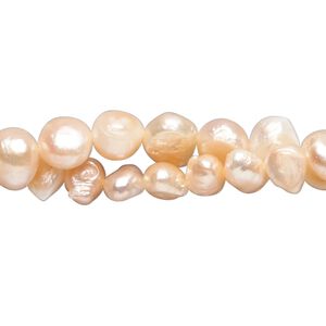 Pearl, cultured freshwater (natural), light to dark peach, 7-9mm semi-round, D grade, Mohs hardness 2-1/2 to 4. Sold per (2) 15" to 16" strands.
