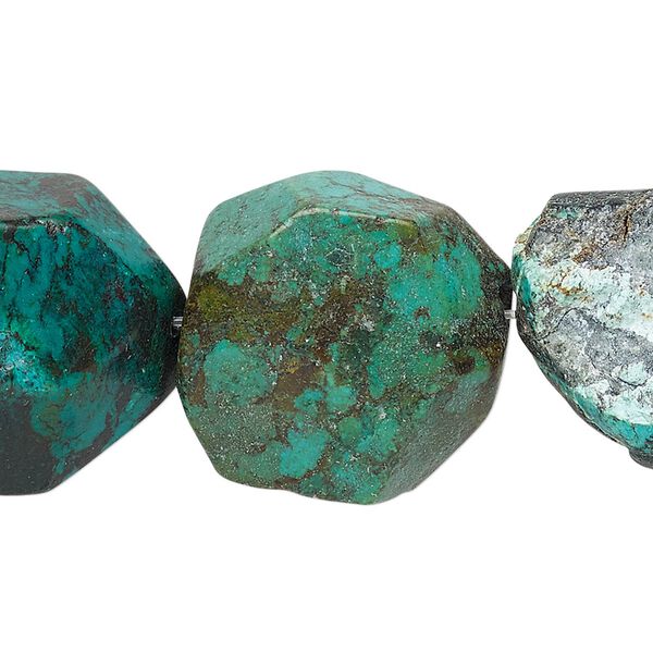 Turquoise 1pkg1, faceted nugget bead 15 inch large image number 0