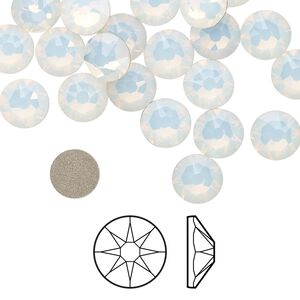 Flat back 144pk white opal foil back, Swarovski® 7.07-7.27mm rose round SS34 2088