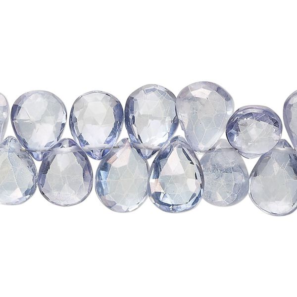 Quartz crystal 1pkg1, hand-cut top-drilled faceted puffed teardrop bead 7 inch 10x8mm-15x9mm image number 0