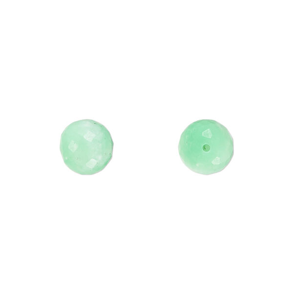 Chrysoprase 1pkg2, hand-cut half-drilled faceted round bead natural B grade, 8mm image number 0