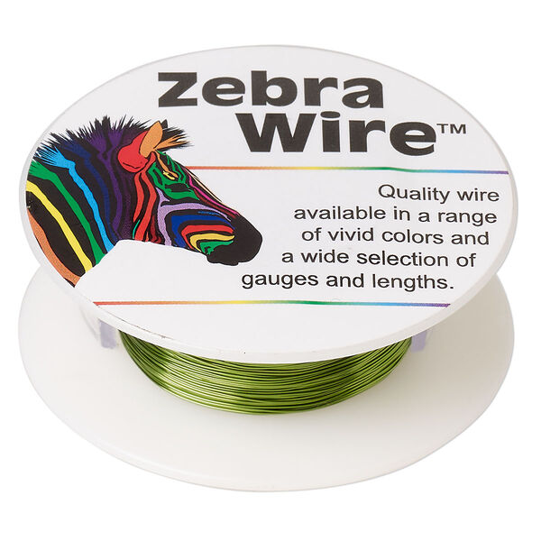 Wire, Zebra Wire™, color-coated copper, green, round, 30 gauge. Sold per 50-yard spool. image number 0