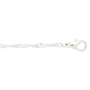 Chain 1pkg4 silver-plated Singapore, 1mm / lobster claw clasp, brass 18 inch