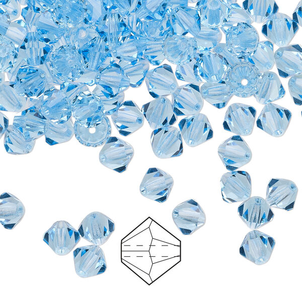 Bead 24pk aquamarine, Preciosa Czech crystal 5mm bicone image number 0