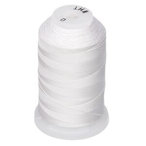 Thread, Purely Silk™, white, size O. Sold per 600-yard spool.