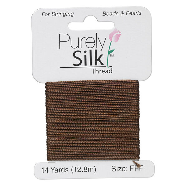 Thread, Purely Silk™, chestnut, size FFF. Sold per 14-yard card. image number 0
