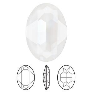 Fancy stone 1pk crystal electric white ignite LacquerPRO, Crystal Passions® 30x22mm oval 4127