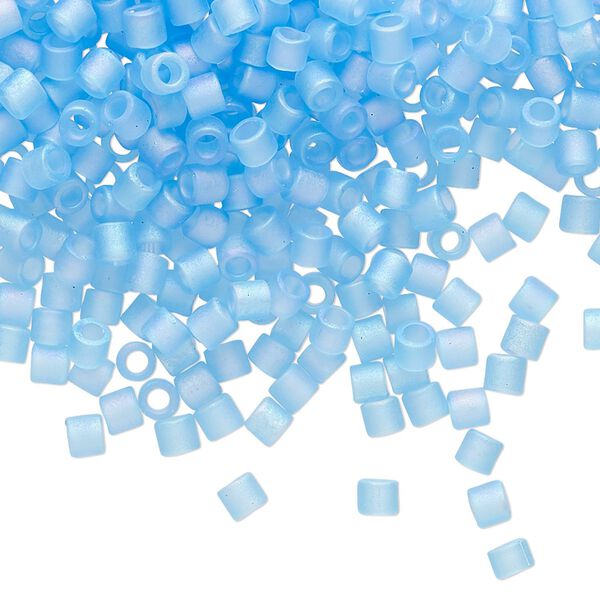 Seed bead, Delica®, glass, pkg/7.5g, #8 round, translucent matte rainbow aqua (DBL-0861). image number 0
