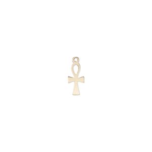 Charm, 14Kt gold-filled, 10x4.5mm double-sided ankh. Sold individually.