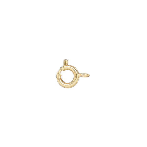 Clasp, springring, brass, pkg/6, gold finish, 7mm. image number 0