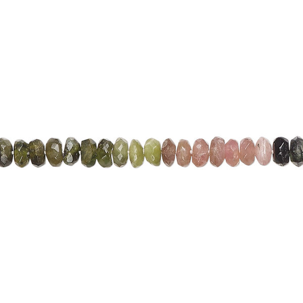 Bead, multi-tourmaline (natural), 4x2mm-5x3mm hand-cut faceted rondelle, C grade, Mohs hardness 7 to 7-1/2. Sold per 15-inch strand. image number 0
