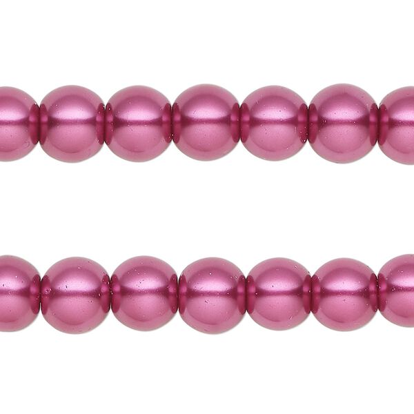 Bead, glass pearl, rose, 7-8mm round. Sold per pkg of (2) 15-inch strands, approximately 100 beads. image number 0