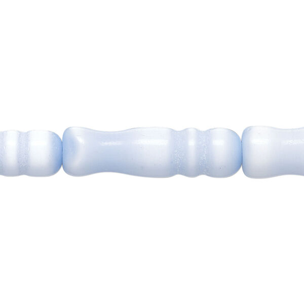 Bead, cat's eye glass (fiber optic glass), light blue, 26x6mm-26x7mm bamboo. Sold per 15-inch strand, approximately 15 beads. image number 0
