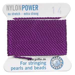 Thread, Griffin, nylon, amethyst purple, size #14. Sold per 2-meter card (approximately 78 inches).