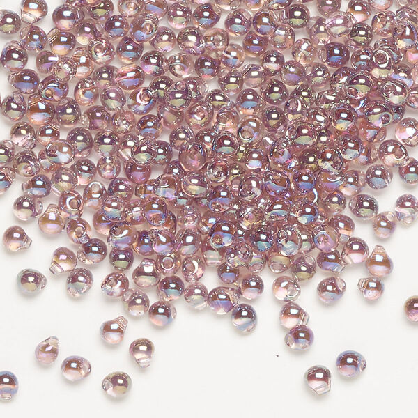Seed bead, Miyuki, glass, pkg/10g, 3.3x2.8mm mini fringe, translucent rainbow lavender, (DP-256). image number 0
