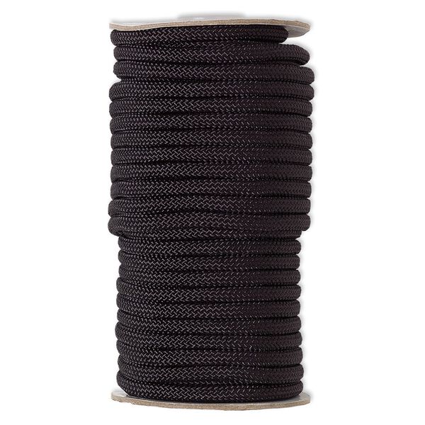 Cord, nylon, black, 6mm braided. Sold per 60-foot spool. image number 0