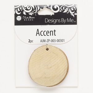 Focal, wood (natural), 42-44mm uneven round. Sold per pkg of 2.