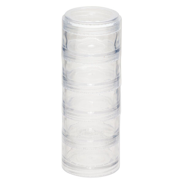 Organizer jar, Space Saver, plastic, clear, 2 x 1-1/4 inches. Sold per 5-piece set. image number 1