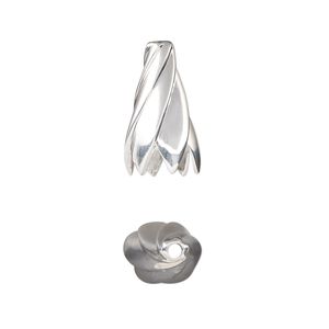 Cone, sterling silver, 17x10mm flower, 6mm inside diameter. Sold individually.