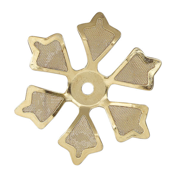 Component, gold-finished steel, 38x33mm single-sided flower. Sold per pkg of 4. image number 0