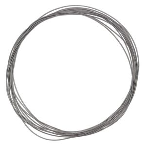 Necklace cord, steel, antique silver, 1.3mm coil, 18 inches with twist-in ends. Sold per pkg of 10.
