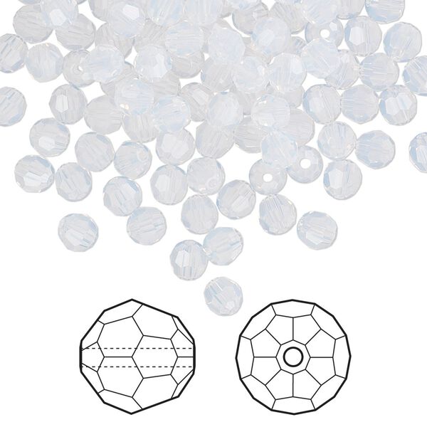 Bead 720pk white opal, Swarovski® 4mm round 5000 image number 0