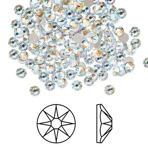 Flat back 144pk crystal shimmer foil back, Crystal Passions® 3-3.2mm rose round SS12 2088