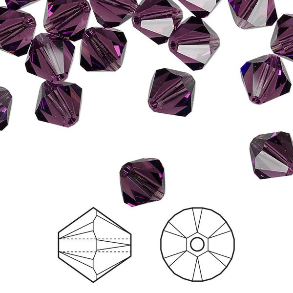 Bead 72pk amethyst, Crystal Passions® 8mm bicone 5328 image number 0