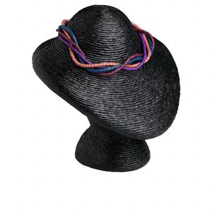 Display, necklace, paper twine, black, 7x7x6 inches. Sold individually.