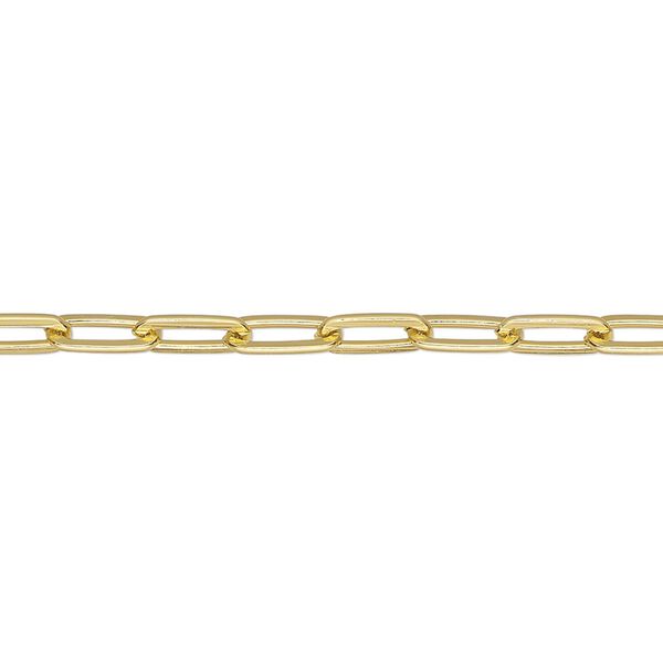 Chain, anodized aluminum, gold, 3.3mm paperclip. Sold per pkg of 25 feet. image number 0