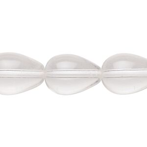 Bead, glass, transparent clear, 17x11mm-18x13mm teardrop. Sold per 15-1/2" to 16" strand.