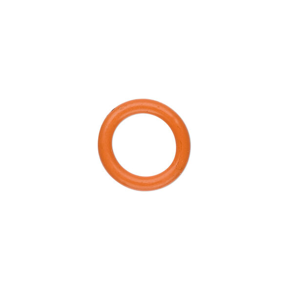 Component, Oh! Ring™, silicone, orange, 15mm round with 10mm hole. Sold per pkg of 100. image number 0