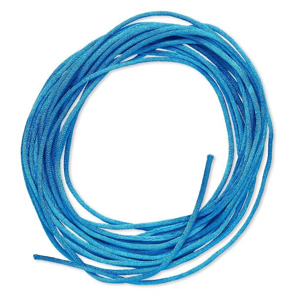 Cord, Satinique&trade;, satin, dark turquoise blue, 1mm mini. Sold per pkg of 10 feet. image number 0