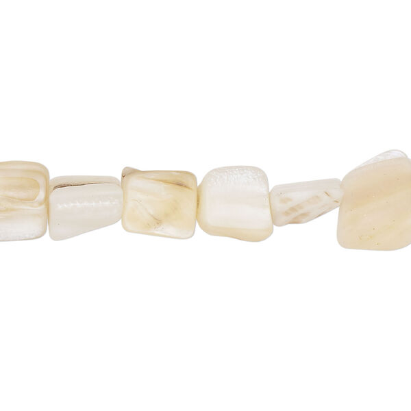 Mother-of-pearl shell 1pkg1, triangle tube bead 15 inch white / tan 8x6mm-11x8mm image number 0