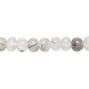 Tourmalinated quartz 1pkg1, hand-cut rondelle bead natural 14 inch 6x5mm-7x6mm