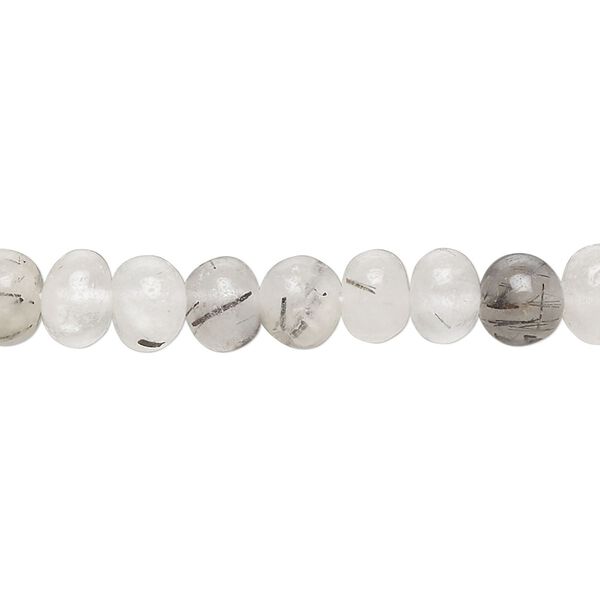 Tourmalinated quartz 1pkg1, hand-cut rondelle bead natural 14 inch 6x5mm-7x6mm image number 0