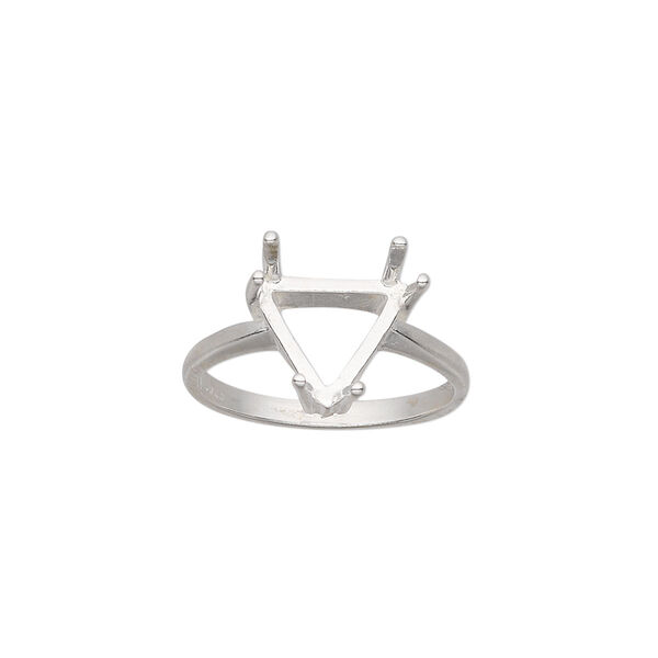 Ring, Sure-Set™, sterling silver, 10mm 6-prong triangle basket setting, size 7. Sold individually. image number 0