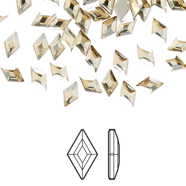 Flat back 6pk crystal golden shadow foil back, Crystal Passions® 6.6x3.9mm diamond 2773 image number 0