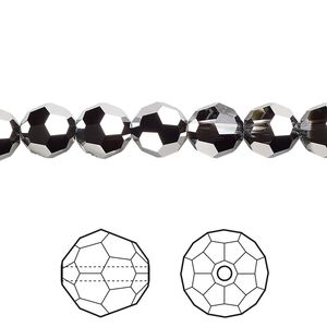 Bead 288pk crystal light chrome, Swarovski® 8mm round 5000