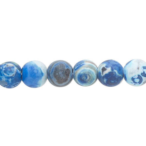 Bead, fire crackle agate (dyed/heated), matte, 7.5-8mm round, B grade, Mohs hardness 6-1/2 to 7. Sold per 16-inch strand. image number 0