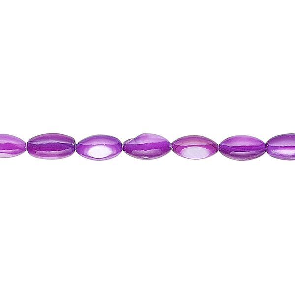 Bead, mother-of-pearl shell (dyed), purple, 7x4mm oval. Sold per 15" to 16" strand. image number 0