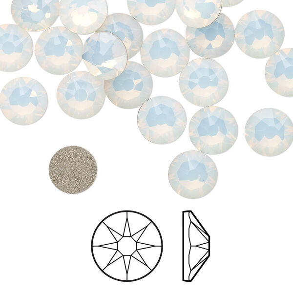 Flat back 144pk white opal foil back, Swarovski® 7.07-7.27mm rose round SS34 2088 image number 0